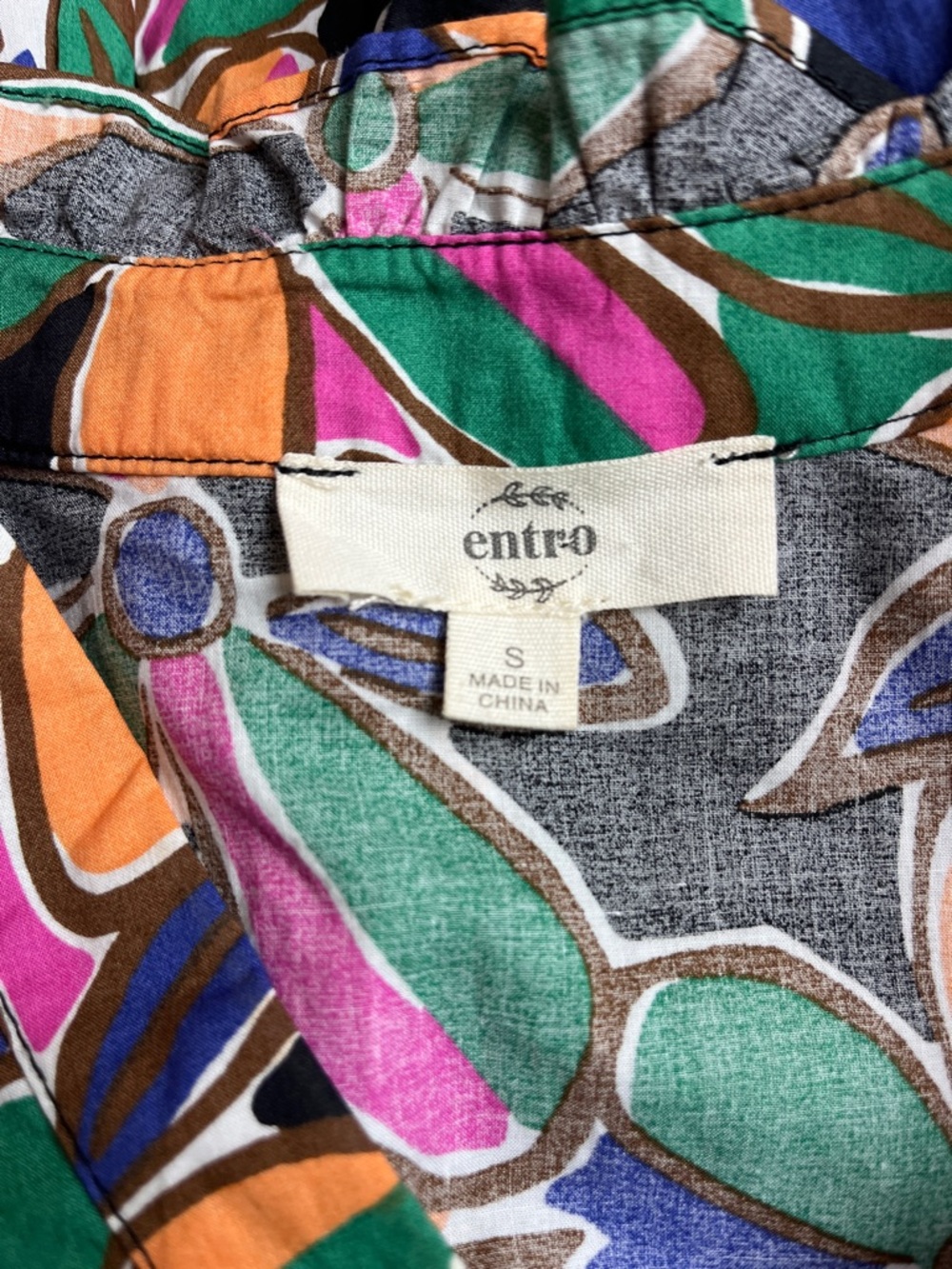 Entro Bright Floral Ruffled Cotton Dress S - Picture 7 of 9